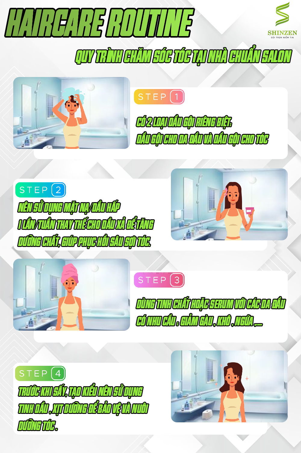 HAIRCARE ROUTINE - QUY TRÌNH CHĂM SÓC TÓC TẠI NHÀ CHUẨN SALON